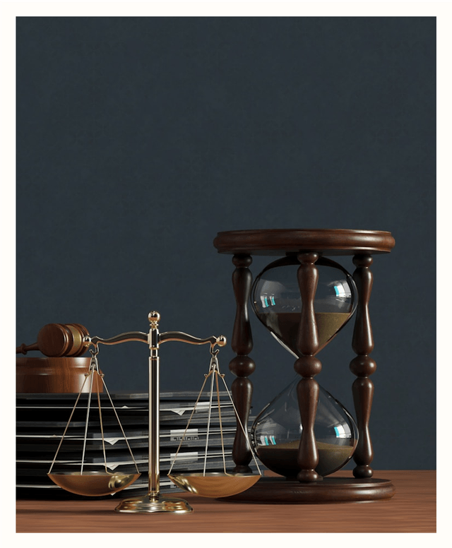 Legal scales and hourglass